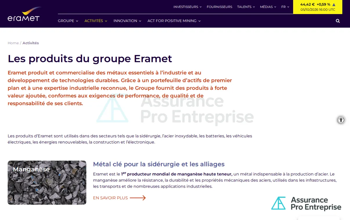 Capture : Produits - Eramet