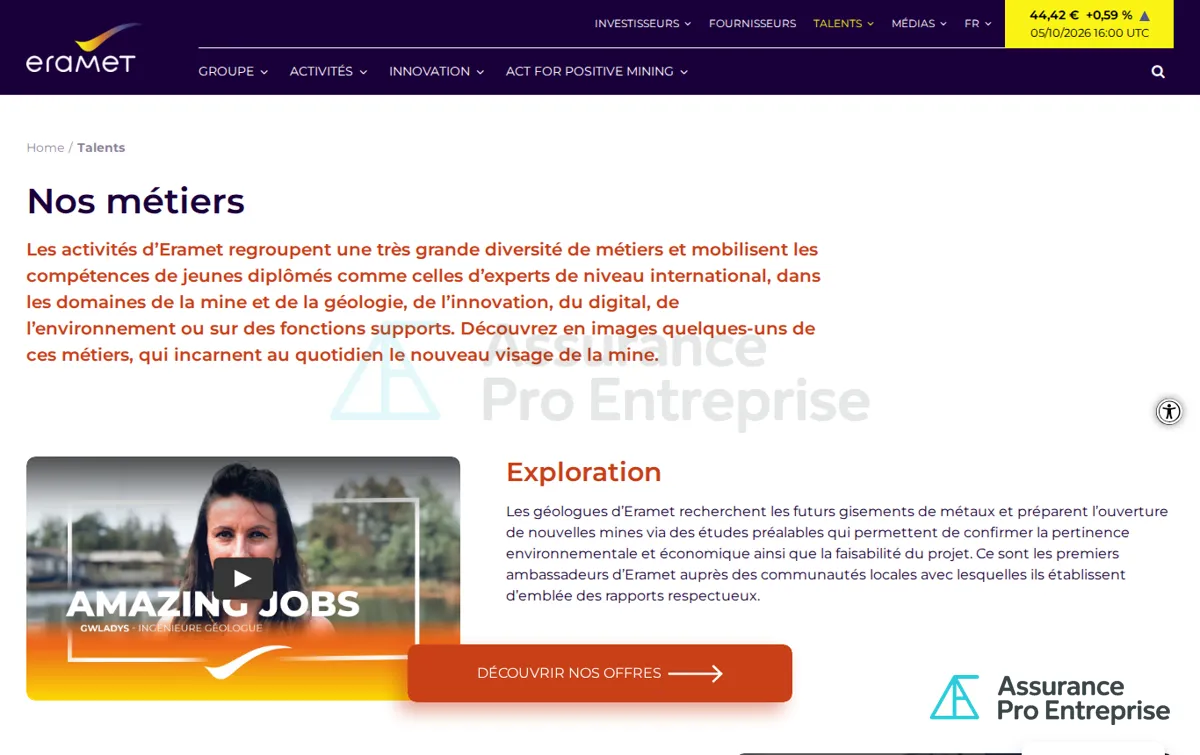 Capture : Nos métiers - Eramet